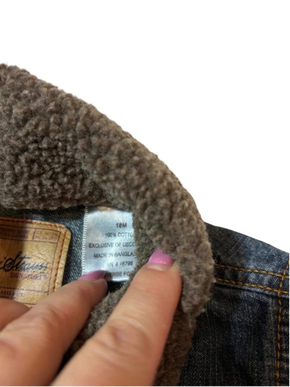 Levi Strauss Sherpa Denim Jacket Kids Trucker Coat Vintage Style 18M